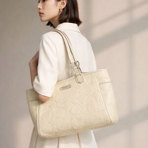 Coach Gallery Yellow Embossed Patent Leather Tote Bag Purse Handbag